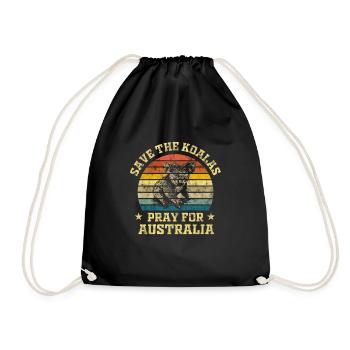 Koala retro gift - Drawstring Bag - black - Front