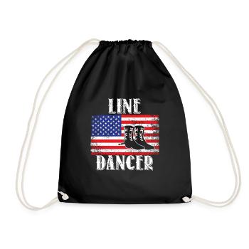 Linedance Line Dancer USA flag - Drawstring Bag - black - Front