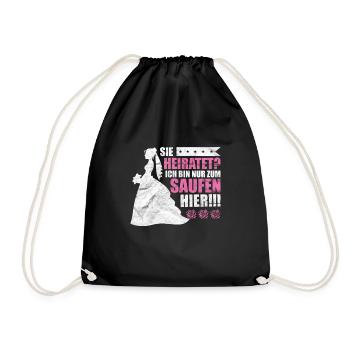 JGA Junggesellinnenabschied Heirat Braut Geschenk - Turnbeutel - Schwarz - Vorne