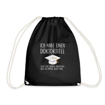 Dr Doktortitel Doktor Studium Geschenk - Turnbeutel - Schwarz - Vorne