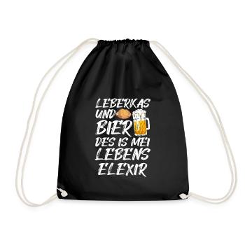Lustiges Leberkas Leberkäse Sprüche Geschenk - Turnbeutel - Schwarz - Vorne