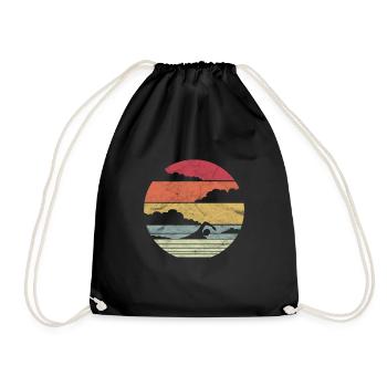 Schwimmer Vintage Retro Geschenk - Turnbeutel - Schwarz - Vorne