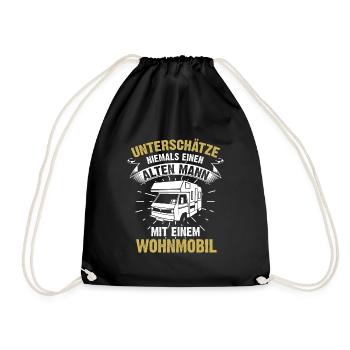 Funny camper camper camping caravan pensioner - Drawstring Bag - black - Front