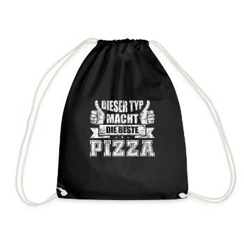 Pizzabäcker Spruch Sprüche Geschenk Destroy Look - Turnbeutel - Schwarz - Vorne