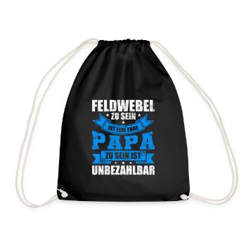 Feldwebel Papa Vater Vatertag Geschenk - Turnbeutel - Schwarz - Vorne