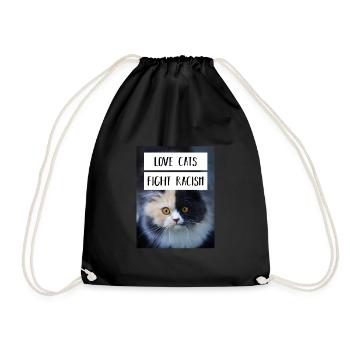 Anti Nazi Love Cats Fight Racism - Turnbeutel - Schwarz - Vorne