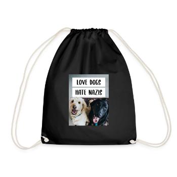 Anti Nazi Love Dogs Hate Nazis - Turnbeutel - Schwarz - Vorne