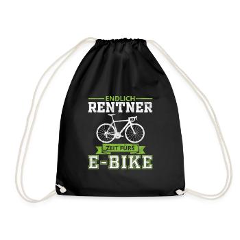 Rentner E-Bike Geschenk - Turnbeutel - Schwarz - Vorne