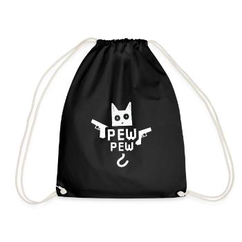 Pew Pew Cat Meme Katze - Turnbeutel - Schwarz - Vorne