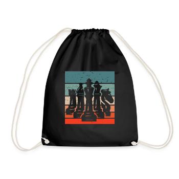 Colored retro vintage chess pieces - Drawstring Bag - black - Front
