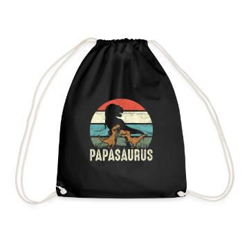 Witziges Papa Papasaurus Dino Dinosaurier Geschenk - Turnbeutel - Schwarz - Vorne