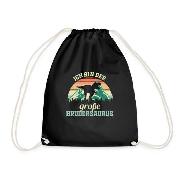 Brudersaurus die großer Bruder Geschenkidee - Turnbeutel - Schwarz - Vorne