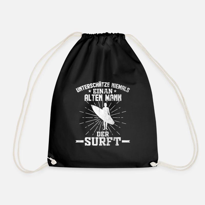 Surfer Surfing Mann Männer Sprüche Geschenk - Turnbeutel - Schwarz