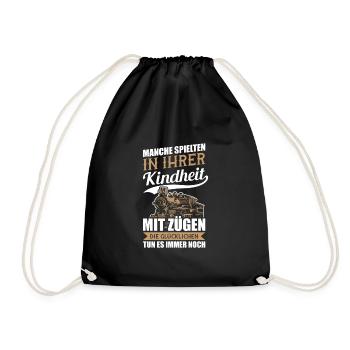 Eisenbahner Modellbauer Modellbau Geschenk - Turnbeutel - Schwarz - Vorne