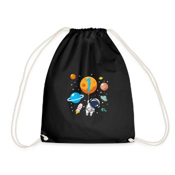 1. Geburtstag Astronaut Raumfahrt Kinder Geschenk - Turnbeutel - Schwarz - Vorne