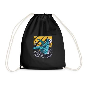 Whale plays soccer - Drawstring Bag - black - Front