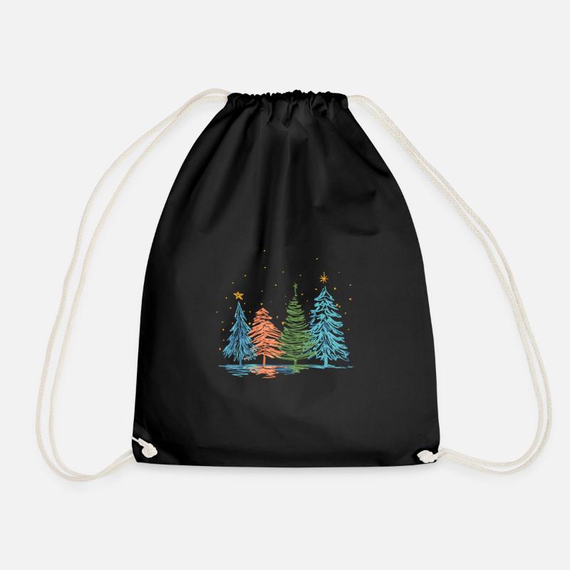 Weihnachtliche Tannenbäume - Turnbeutel - Schwarz