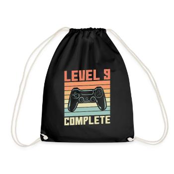 9th Birthday - Level 9 complete - Drawstring Bag - black - Front