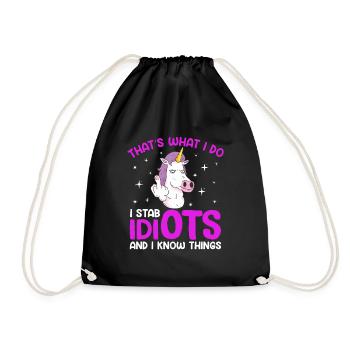 Drôle de motif de licorne, hommes, femmes et enfants - Sac de sport léger - noir - Devant