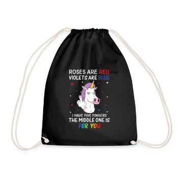 Funny Unicorn Motif, Men, Women and Children - Drawstring Bag - black - Front