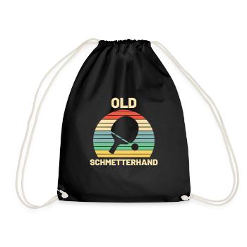 Old Schmetterhand Tischtennis Geschenk - Turnbeutel - Schwarz - Vorne