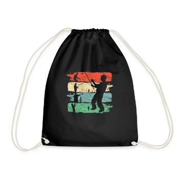 Pêcher Pêche Rétro Idée de cadeau - Sac de sport léger - noir - Devant