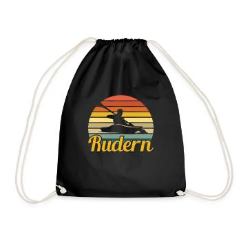Rudern Ruderer Ruder Retro Geschenkidee - Turnbeutel - Schwarz - Vorne