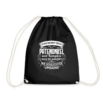 Lustige Patenonkel Sprüche Geschenkidee - Turnbeutel - Schwarz - Vorne