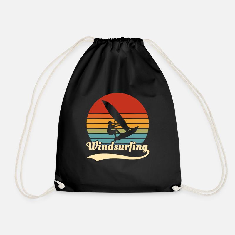 Windsurfen Windsurfer Vintage Retro - Turnbeutel - Schwarz