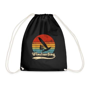 Windsurfing Windsurfer Retro Geschenkidee - Turnbeutel - Schwarz - Vorne