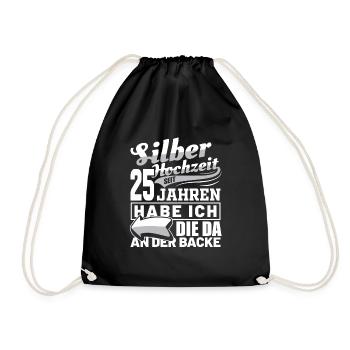 Silver Wedding Wedding Anniversary Marriage Husband Gift Idea - Drawstring Bag - black - Front