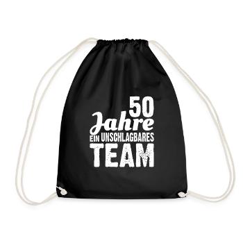 Goldene Hochzeit 50 Jahre ein unschlagbares Team - Turnbeutel - Schwarz - Vorne