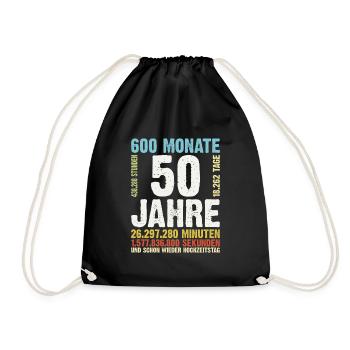 50 Jahre Goldene Hochzeit | Hochzeitstag Geschenk - Turnbeutel - Schwarz - Vorne