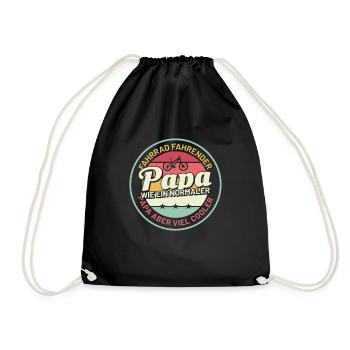 Fahrrad Papa Vater Vatertag Geschenk - Turnbeutel - Schwarz - Vorne