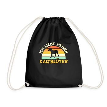 Kaltblüter Kaltblut Pferd Retro Vintage Geschenk - Turnbeutel - Schwarz - Vorne