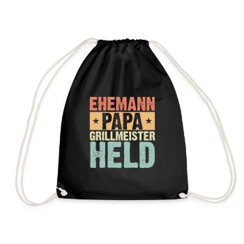 Ehemann Papa Grillmeister Held Retro - Turnbeutel - Schwarz - Vorne