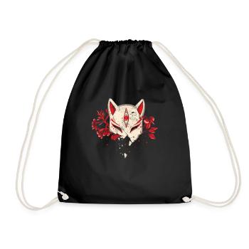 Fuchs Kitsune Japan Manga japanisch Anime - Turnbeutel - Schwarz - Vorne
