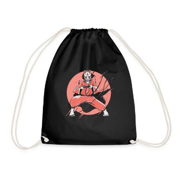 Anime Kitsune Manga Kawaii Samurai Gamer Geschenk - Turnbeutel - Schwarz - Vorne