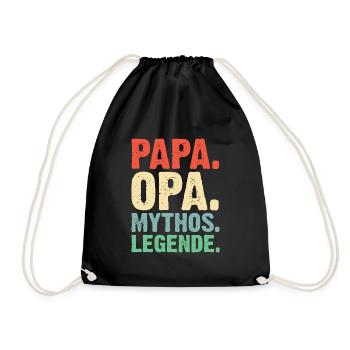 Papa Opa Mythos Legende Retro Vintage - Turnbeutel - Schwarz - Vorne