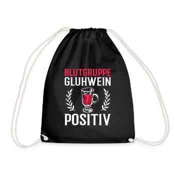 Blutgruppe Glühwein Positiv Weihnachtsdesign - Turnbeutel - Schwarz - Vorne