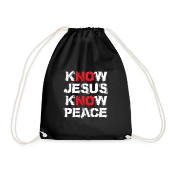 Know Jesus Know Peace - Drawstring Bag - black - Front