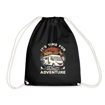 It's time for a new adventure Camping Outdoor - Drawstring Bag - black - Front