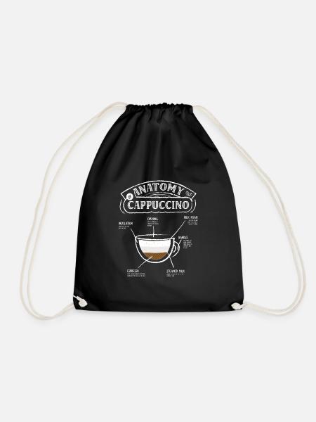Anatomy of Cappuccino Kaffeeliebhaber Vintage - Turnbeutel - Schwarz