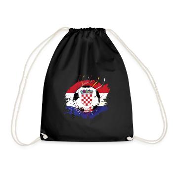 Croatian Football Croatia Flag Grunge Futbol - Drawstring Bag - black - Front
