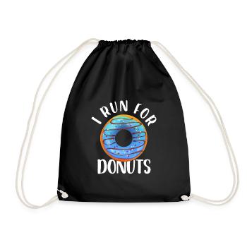 I Run For Donuts – Funny Sarcastic Quote Donut - Drawstring Bag - black - Front