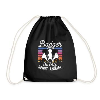 Badger Is My Ghost Animal - Drawstring Bag - black - Front