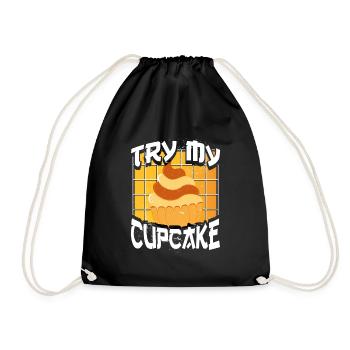 Süßer Kawaii Muffin - Turnbeutel - Schwarz - Vorne