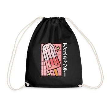 Nettes Kawaii Kühles Eis - Turnbeutel - Schwarz - Vorne
