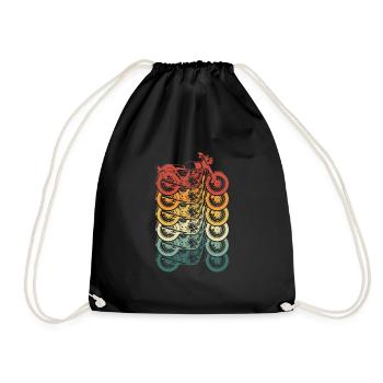 Motorcycle Colorful Retro - Drawstring Bag - black - Front