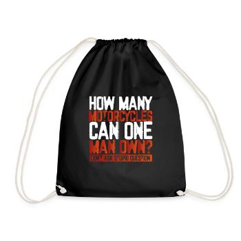 How many motorcycles can a man - Drawstring Bag - black - Front